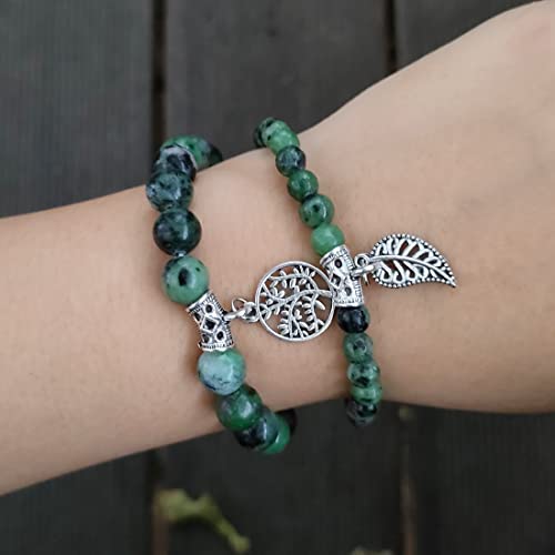 Image of YGLINE Tree of Life Yoga Healing Stone Bracelets,Multilayer Lotus Chakra Stone Reiki Bracelet Sets,Anxiety Crystal Natural Stone,for Women Stress Relief