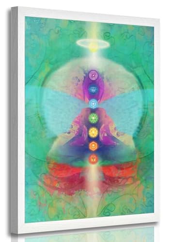 Chakra Chart Canvas Wall Art Divine Love and Aura Infographic