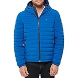 Tommy Hilfiger Men's Stretch Poly Hooded Packable Jacket, Royal Blue, Medium