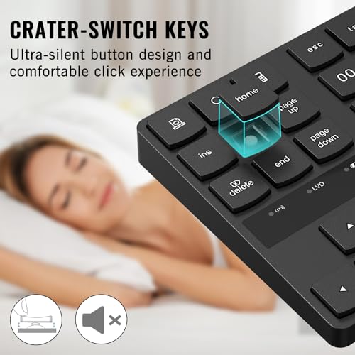 Racegt 5412 Wireless Number Pad, Numeric Keypad Ultra-Silent Rechargeable 2.4G 35 Keys thumb #2