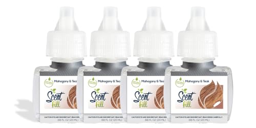 Scent Fill Mahogany & Teak Plug in Air Freshener, 4 Scented Oil Refills
