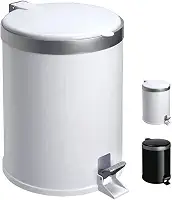 Lixeira com Pedal 5 Litros em Polipropileno Branco – Tampa Reta com Aro Prata