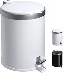 Lixeira com Pedal 5 Litros em Polipropileno Branco – Tampa Reta com Aro Prata