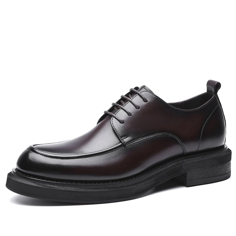 Men Leather Dress Shoes, Classic Oxford Lace-Up Design Lightweight and Comfortable Formal Footwear with Non-Slip Sole for Business Casual Wear