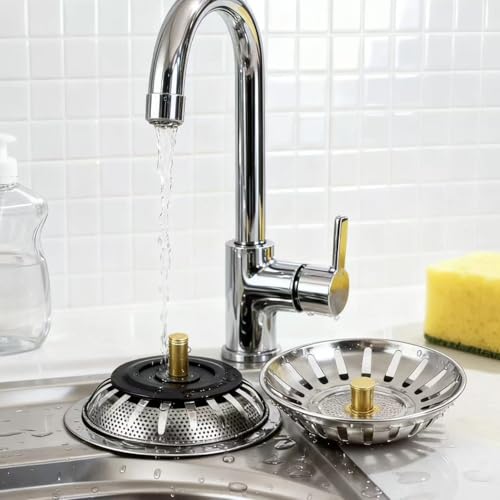 Colador y tapón para fregadero de acero inoxidable 3 pulg miniatura 6