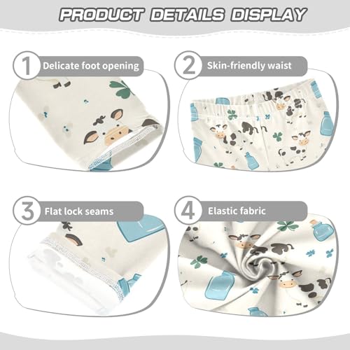 Wusikd Cartoon Cows Girls' Leggings Toddler Doodles Kids Yoga Pants Dance Active Tights 4T3