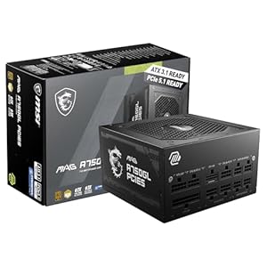 MSI MAG A750GL PCIE5, fuente de alimentación compacta totalmente modular para juegos de 750 W, 80+ Gold, ATX 3.1 y PCIe 5.1 listo, cable nativo de 12 V-2 x 6 de doble color, 10 años de garantía