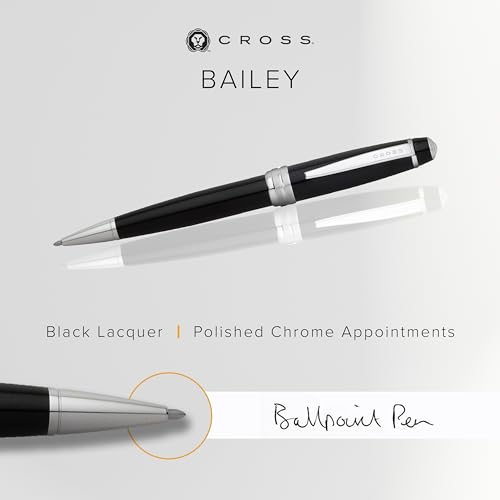 Image of Cross Bailey Black Ballpoint Pen with Chrome Trims - Smooth Writing, Presented in a Premium Gift Box
