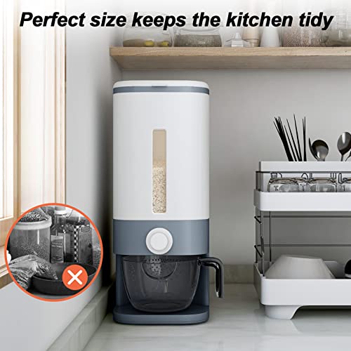 25Lbs Rice Dispenser, Large Grain Container Storage With Lid Measuring Cylinder Moisture Proof Household Cereal Dispenser Bucket For Kitchen Soybean Corn #TOP2