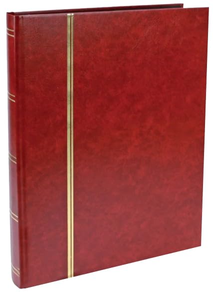 Album per Francobolli con 32 pagine nere 9 strisce trasparenti per pagina | Raccoglitore francobolli effetto pelle con dorature