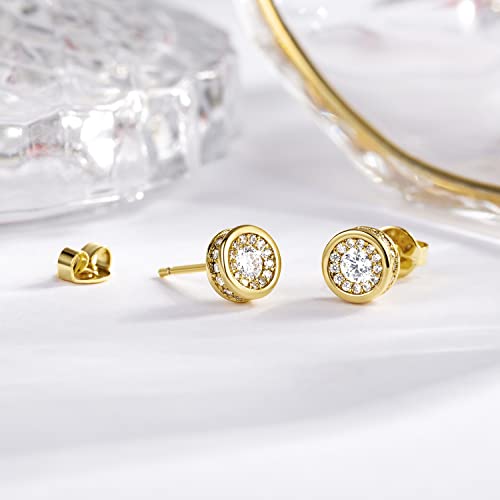 18K Gold Stud Earrings for Women, 18K Rose Gold Stud Earrings with Cubic Zirconia Diamonds, Jewelry Gift for Mom, Wife, Daughter, Friend on Birthday, Anniversary, Valentine's Day, Mother's Day3