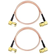 Superbat SMA Cable Extension, SMA Male to SMA Male Right Angle Connector Cable RG316 Coax Jumper 12inch for Antenna Router WiFi Cable Network Analyzer etc. 2-Pack