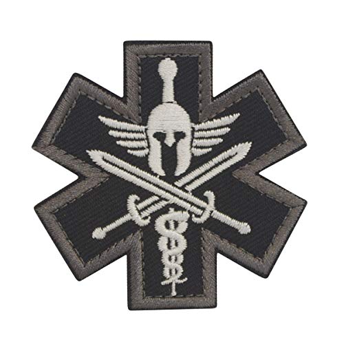 Cobra Tactical Solutions Molon Labe Star of Life Medic Ricamata Toppa militare Patch Gancio e Anello per Airsoft Paintball, per Abbigliamento tattico Zaino