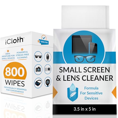 iCloth Lens Cleaning Wipes [5 x 3.5 Inches] Safe for All Screens, Electronics & Glasses. Streak & Lint Free, Individually Wrapped, 1 Wipe Can Clean Camera, Smartphone, and Pair of Glasses (800 Count)