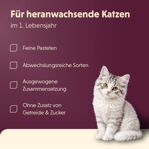 animonda Vom Feinsten Kitten Baby-Paté (32 x 100 g), Kitten Nassfutter für wachsende Kätzchen ab der 4. Woche, Katzenfutter ohne Getreide und Zucker, zart-cremige Konsistenz