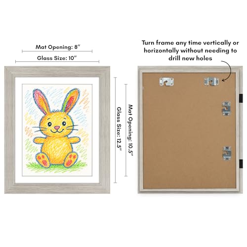 Americanflat Kids Artwork Frame Changeable (Driftwood) - Magnetic Door Holds 100 Art Pieces - 8.5x11 Letter Size Display with Mat or 10x12.5 Without Mat - My Mini Masterpiece
