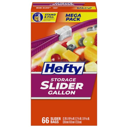 Hefty Slider Storage Bags, Gallon Size, 66ct Hefty Slider Storage Bags, Gallon Size, 66ct