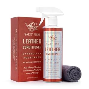SALTY FISH Leather Conditioner Cleaner for Couch Furniture, All-Natural Leather Care Kit for Leather Couch,Car Seat,Apparel,Boot,Shoe,Accessories (16 Fl Oz)