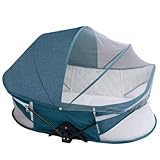 JICOMUS折りたたみ式ベビーベッド 新生児用ポータブル 多機能 通気性 遮光 蚊よけ 旅行用 収納に便利な折りたたみ式耐圧 かわいい ベビーベッド マットレス、蚊帳、収納袋付き 出産のお祝い (C)