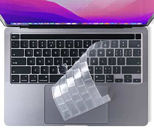 CaseBuy Premium Keyboard Cover for MacBook Pro 13 inch M2 2023 2022, 2021 2020 M1 A2338 A2289 A2251 Ultra Thin US Keyboard Protector for MacBook Pro 13 with Touch Bar -Clear