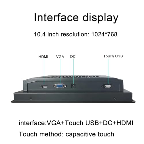Image of 1pc 10 12 15 17 Inch Industrial Display Screen Fully Enclosed Mini Computer Monitor with Capacitive Touch Screen HDMI Interface(10.4 inch HDMI VGA)