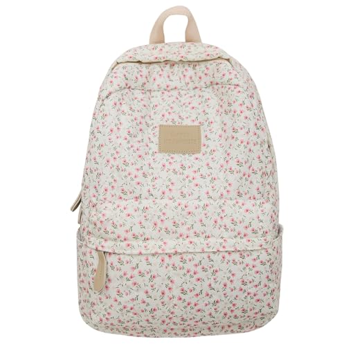 JHTPSLR Cottagecore Aesthetic Backpack Cute Vintage Floral Backpack Thick Cloth Flowers Laptop Backpack Mochilas (Small Floral)