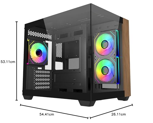 Image of Cooler Master Elite 481 Wood Computer Case- Black |3 X Pre-Installed Reverse Argb Fans|Upto 360mm AIO Support| mATX Motherboard Support | Upto 410mm GPU Support |Type C Connector | Fish Tank Case
