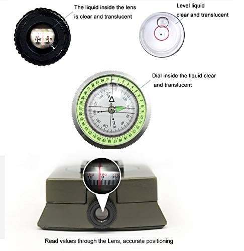 Image of URBAN BOX (Device of C) Professional High Accuracy Metal Waterproof Military Compass for Directions (8 X 6.5 X 3 Cm, Green)