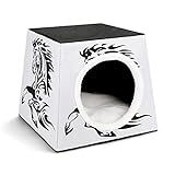  Capsule de Mode pour Animaux Imprime Maison pour Chat Lit Chat Niche Canapé avec Coussin Amovible Course de Chevaux