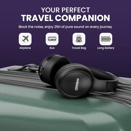 Image of Beatz NB01 on - Ear Wireless Bluetooth Headphones with Bluetooth 5.4, 25H Playtime, Surround Stereo Sound, Compact and Lightweight for Music, Design for Travel and Work, (Black)