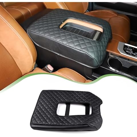 LLKUANG Car Center Console Armrest Cover Pad Fit for Toyota Tundra 2007-2021 Waterproof Leather Seat Armrest Box Cushion Pad Protector (Black) Cover
