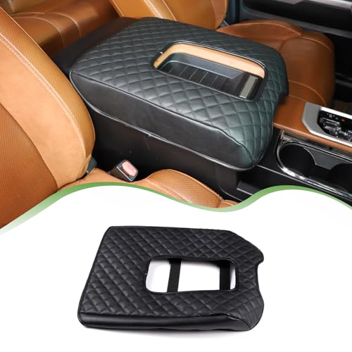 LLKUANG Car Center Console Armrest Cover Pad Fit for Toyota Tundra 2007-2021 Waterproof Leather Seat Armrest Box Cushion Pad Protector (Black)