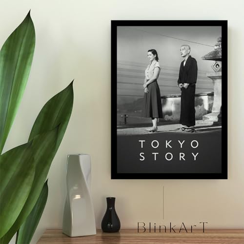 Image of BLINKART Tokyo Story (1953) Movie Poster Frame 12x18 Inch | Premium 300 GSM Paper Wall Print | Mid Century Vintage Film Artwork for Home, Bedroom, Living Room, Office | Framed Photo Decor