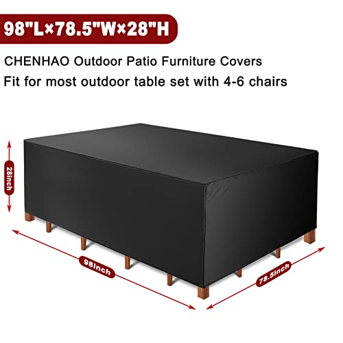 Chenhao Rectangular Patio Furniture Cover Waterproof Outdoor Table Cover For Veranda Table And Chair Set Black #TOP1