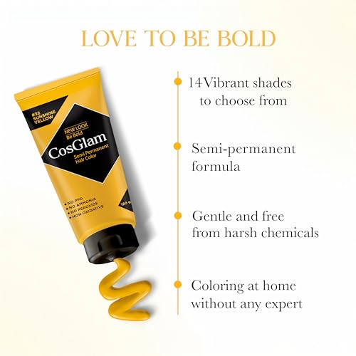 Image of Semi Permanent Hair Color for Women & Men, (120g, #32 Sushine Yellow) Enriched with Conditioner, Glossy Finish, No Ammonia, No Peroxide & Non Oxidative, Vegan Highlights Colorful Hair Dye