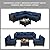 Rattaner Patio Sectional 6 Pieces All-Weather Wicker Patio Furniture Set Outdoor Sectional with Glass Patio Table Non-Slip Cushions and Waterproof Covers, Navy Blue