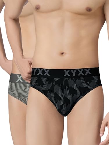 Image of XYXX Metrix Cotton Modal Brief for Men | Snug Fit with Anti-roll no-Marks Waistband | Printed Underwear for Men Combo