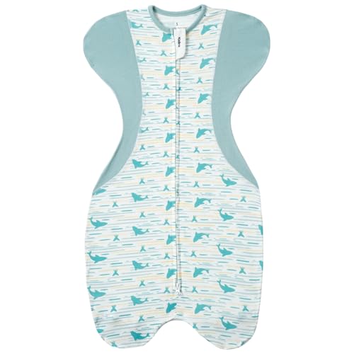 Image of Swaddle for Newborns, Baby Swaddles 0-3 Months 5-13lb, Arms Up Swaddle 0-3 Months Newborn with Moisture-Wicking Fabric, Promotes Healthy Hip Development, 2-Way Zipper , 1Pack(Whales and the sea)