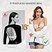 Cmojsk Strapless Sticky Push-Up Bra for Women,Adhesive Invisible Backless Nipple Covers,2 Pair Black/Beige