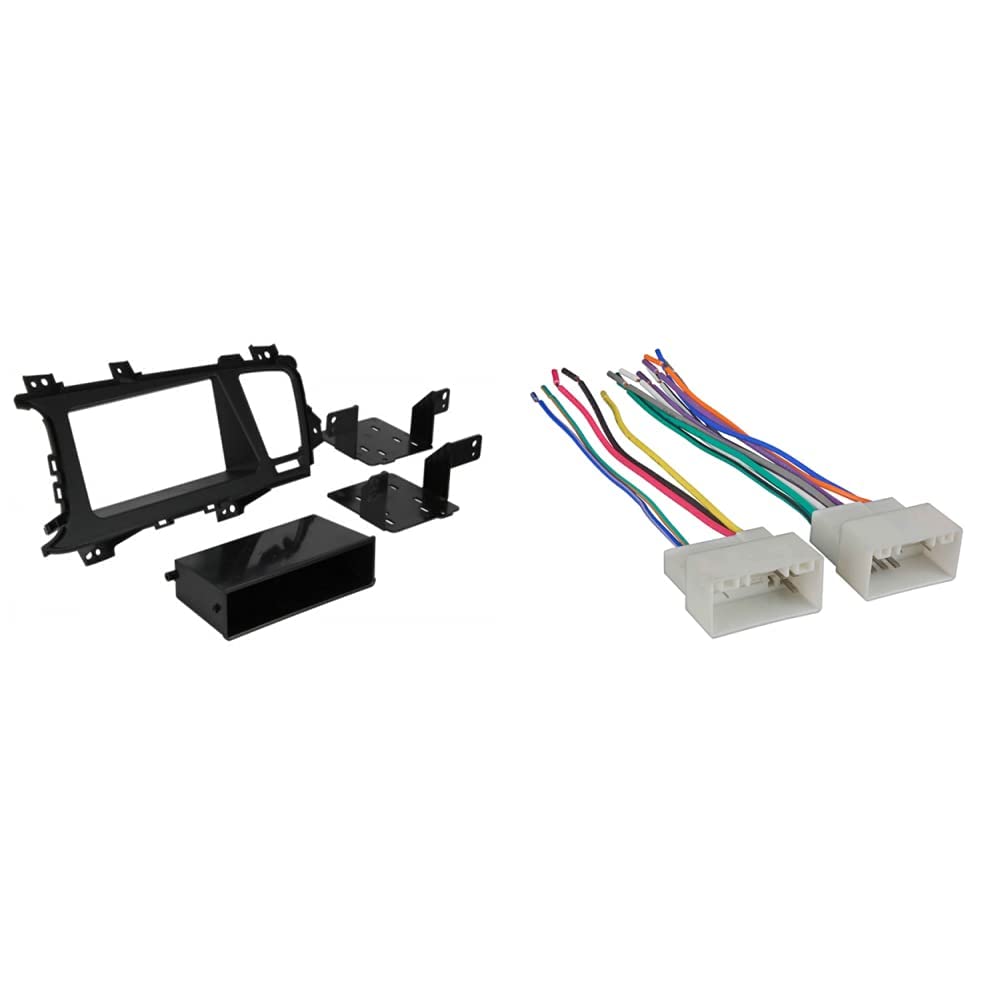 Photo 1 of Scosche KA2411B Compatible with 2010-13 Kia Optima ISO Double DIN & DIN+Pocket Dash Kit Black & METRA Ltd 70-7304 Wiring Harness for Select 2010-Up Kia and Hyundai Vehicles Dash Kit + Wiring Harness Standard Packaging