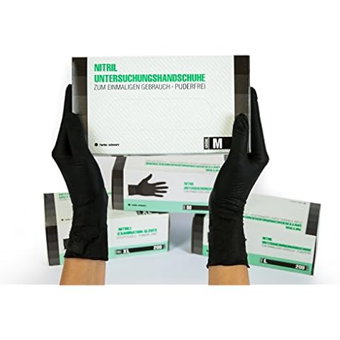 Guantes de examen médicos sin látex y sin polvo SF Medical Products GmbH 200 pcs caja (M, Negro) Cover