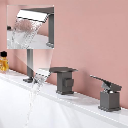Robinet cascade de bain 3 trous gris pour rituel bien-être - 6