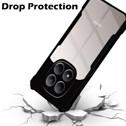 Image of Amazon Brand - Solimo Clear Back Cover Case for Redmi Note 15 Pro 5G | 360 Degree Protection | Transparent Back Cover Case for Redmi Note 15 Pro 5G (PC & TPU, Black Bumper)