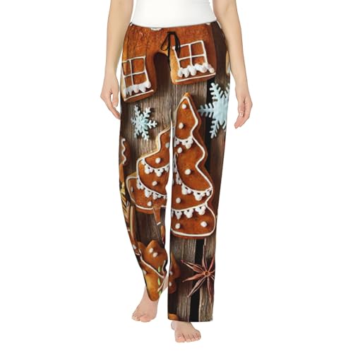 Pantalon de pyjama en pain d'épice pour femme en polyester doux avec poches
