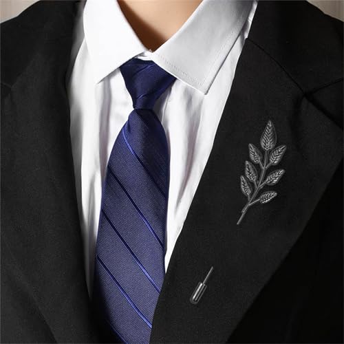 Image of coadipress Gentlemen Gold Silver Leaf Brooches Simple Elegant Retro Double Leaf Collar Pin Brooch Gold Silver Plant Leaves Brooches