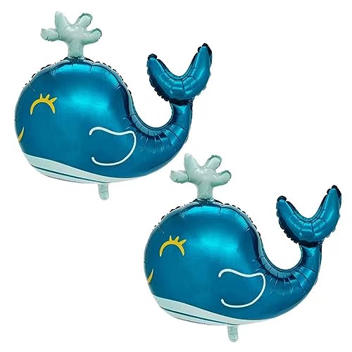 Image of Whale Balloon Gant Whale foil Balloons 2Pcs Ocean Theme Party Decoration | Ocean Animal Balloon Under The Sea Party Decorations Birthday Baby Shower Supplies 2Pcs