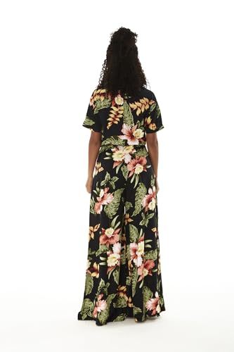 Image of Family Matching Hawaiian Clothes, Black Rafelsia | Lightweight 100% rayon • Family matching outfits • Beach vacations • Luaus • Cruises • Family photos