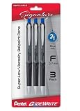 Pentel GlideWrite Signature Retractable Pen, 0.7mm Needle Tip, Refillable TechniFLo Blue Ink, 3 Pack – view 1