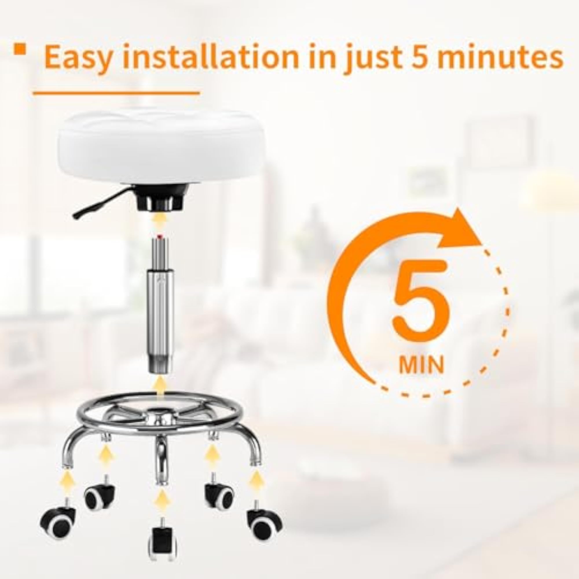 Adjustable Rolling Stool with Wheels, Gift Idea