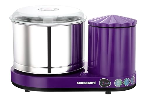 Sowbaghya Varna Table top Wet Grinder with Attcahment, Capacity 2 LTR (Violet)